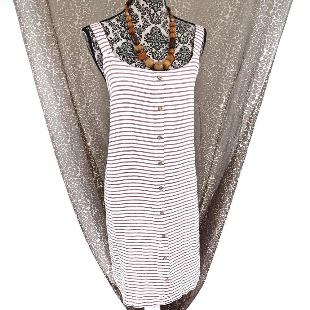 Artisan Ny Strap Shoulder Button Front Stripe Lin… - image 4